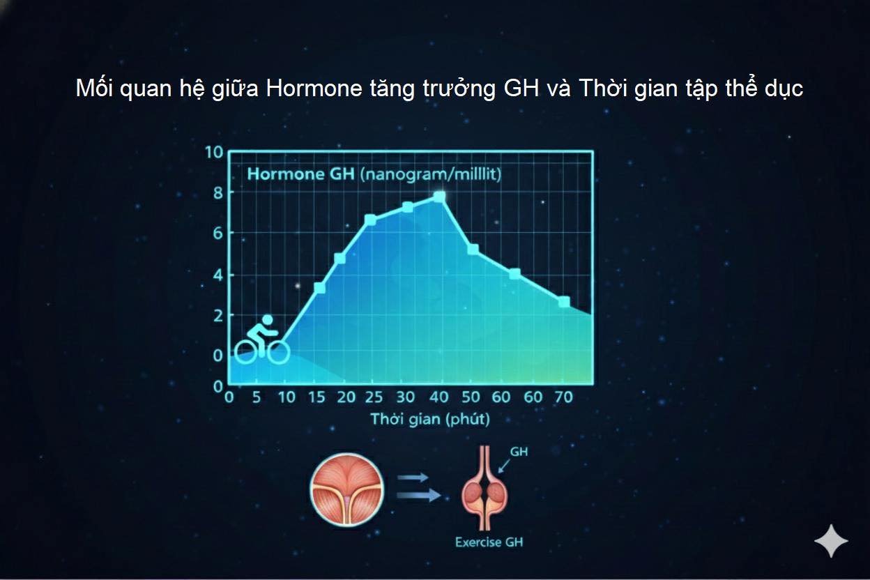 Mối quan hệ giữa hormone tăng trưởng GH và thời gian tập thể dục - Dược sĩ Thắng